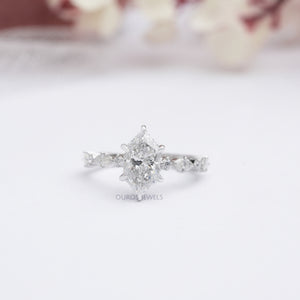 Dutch Marquise Cut Solitaire Accent Diamond Engagement Ring