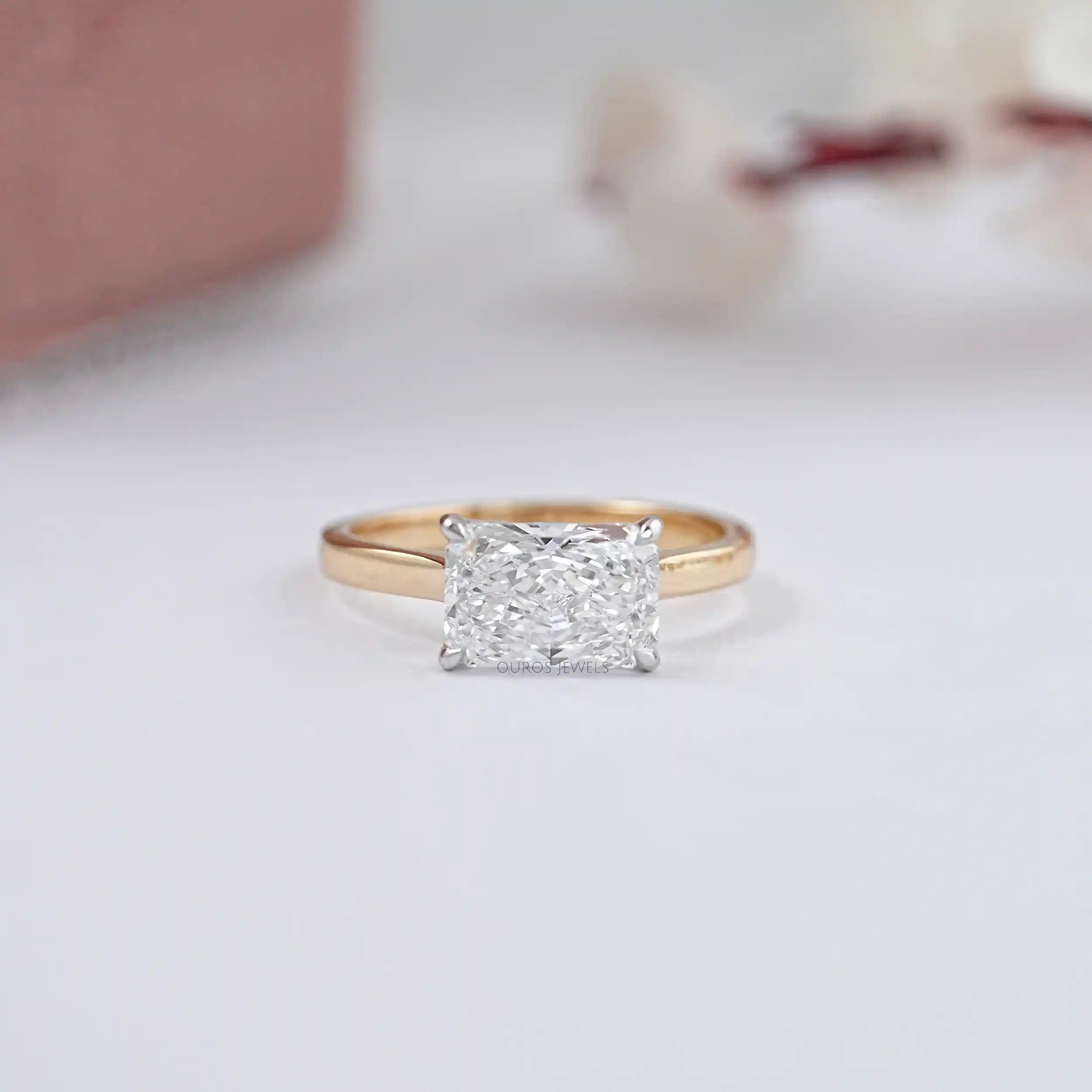 East West Radiant Cut Solitaire Ring