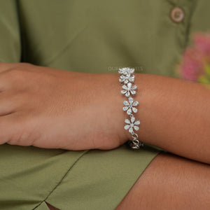 Flower Style Pear Lab Made Diamond Bracelet