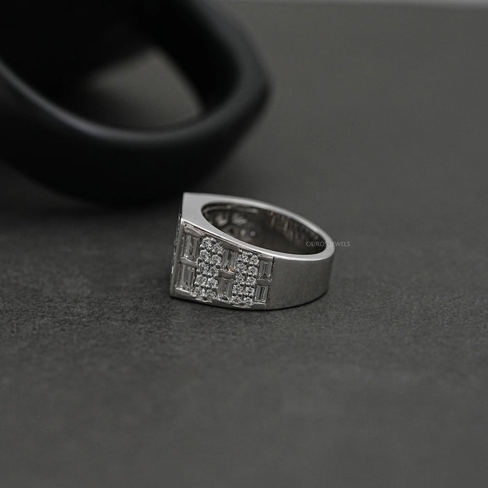 Grid Cluster Diamond Ring For Men's