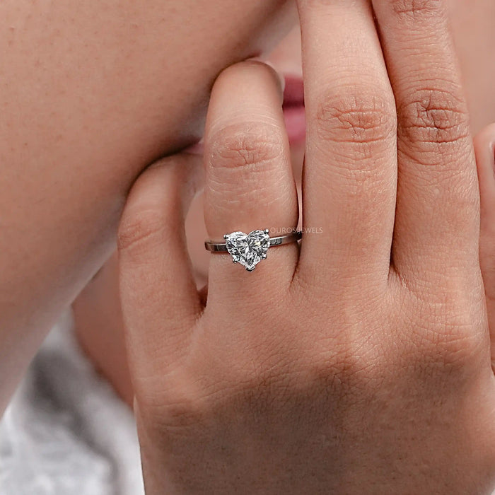 Heart Shaped Solitaire Lab Grown Diamond Ring