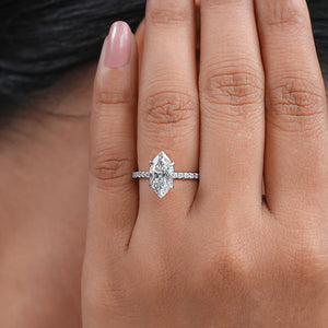 Marquise Cut Lab Grown Diamond Solitaire Accent Ring