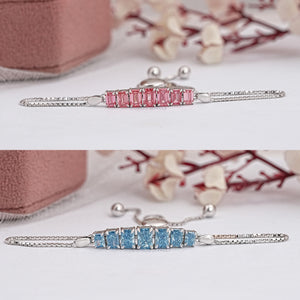 Pink And Blue Diamond Chain Bracelets