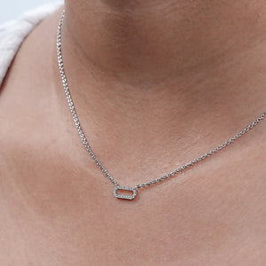 Open Rectangle Round Lab Diamond Link Pendant