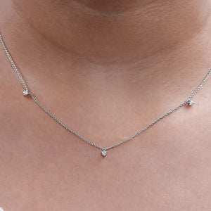 Round Lab Grown  Diamond Station Style Necklace