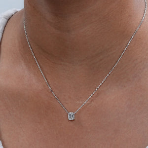 Emerald Cut Lab Created Diamond Pendant