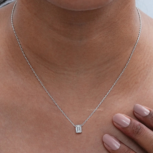 Emerald Cut Lab Created Diamond Pendant