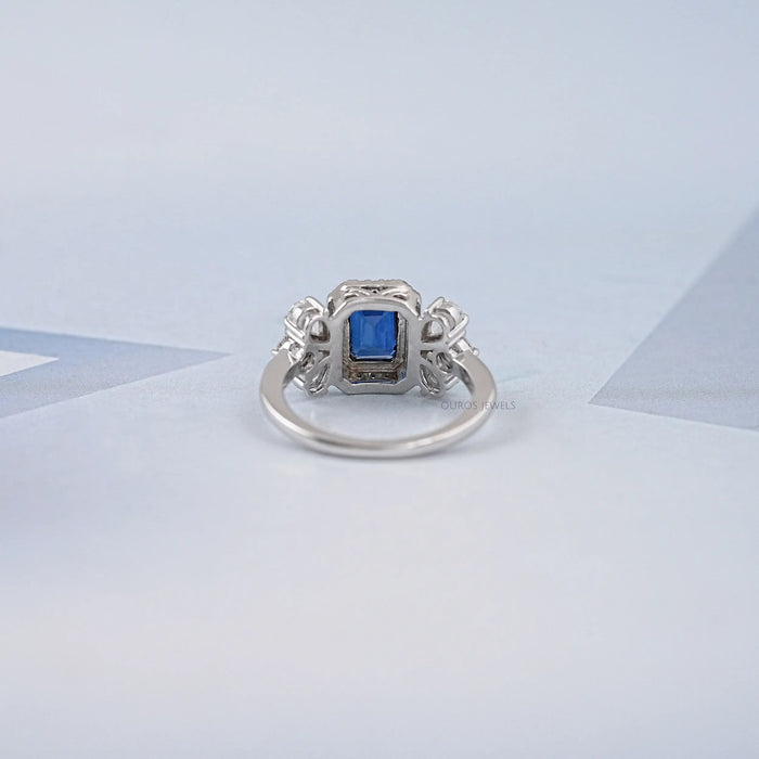 Blue Sapphire Halo Engagement Ring