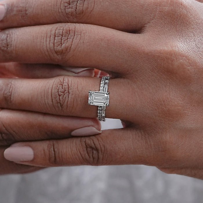 Emerald Cut Lab Made Diamond Bridal Set