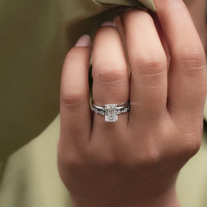 Emerald Cut Diamond Wedding Ring Sets for Bride