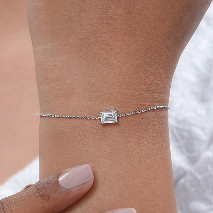 Emerald Cut Solitaire Lab Diamond Bracelet