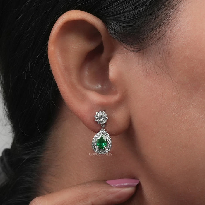 Pear Shape Emerald Drop Earrings