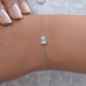 Emerald Cut Lab Grown Diamond Solitaire Bracelet