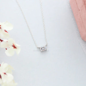 Single Emerald Cut Lab Grown Diamond Pendant