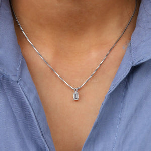 Emerald Cut Lab Grown Diamond Solitaire Pendant