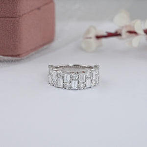 Lab Diamond Double Row Half Eternity Wedding Band