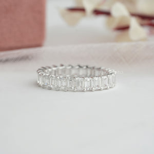 Emerald Cut Lab Grown Diamond  Eternity  Wedding  Band