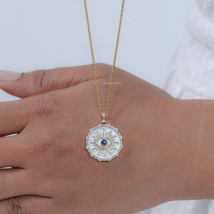 Antique Round Diamond  Evil Eye Pendant