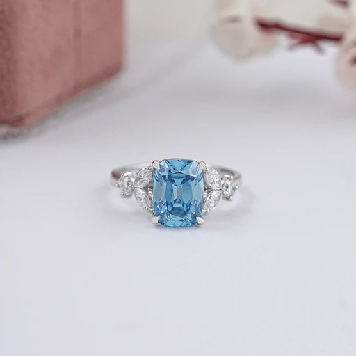 old mine cushion cut blue diamond ring 