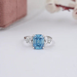 old mine cushion cut blue diamond ring 