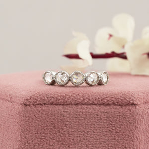 Rose Cut Diamond in Milgrain Bezel Setting Ring