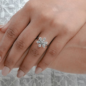 Shield Diamond Floral Anniversary  Ring