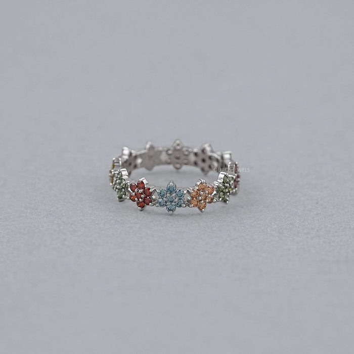 Round Colored Diamond Wedding Stackable Band