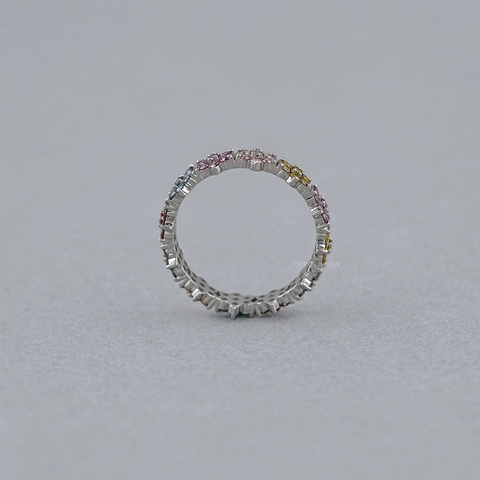 Round Colored Diamond Wedding Stackable Band