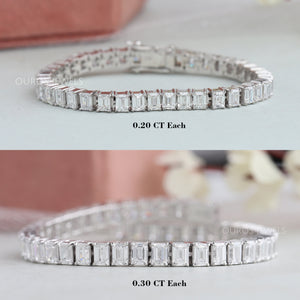 Emerald Cut Lab Created Diamond Bracelets