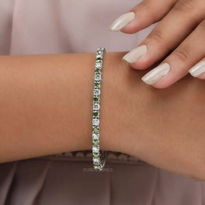 [Green Colored Lab Diamond Bracelet]-[Ouros Jewels]