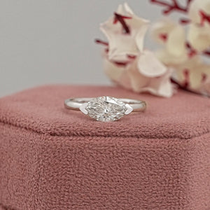 East West Half Bezel Set Marquise Solitaire Ring