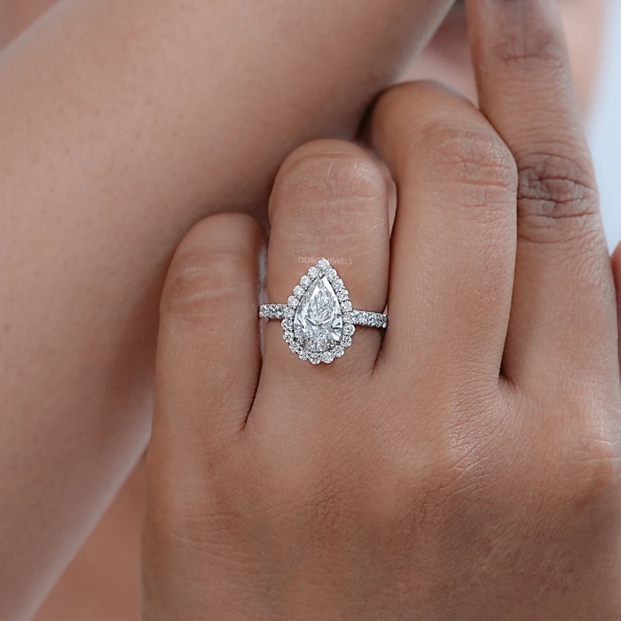 Pear Shape Diamond Halo Engagement Ring