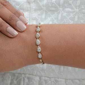 Step Cut Pear Halo Diamond Bracelet