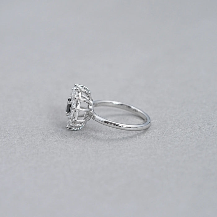 Princess Cut Lab Diamond  Halo Dutch  Marquise Ring