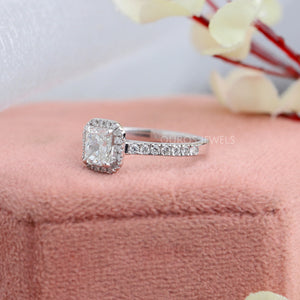 radiant halo solitaire accent diamond ring 