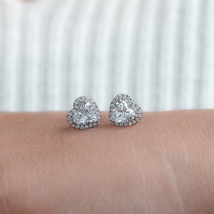 Heart Shaped Lab Diamond Halo Studs