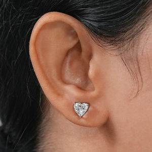 Heart Diamond Solitaire Earrings - IGI Certified