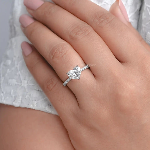 Heart Shaped Diamond with Solitaire Accent Ring