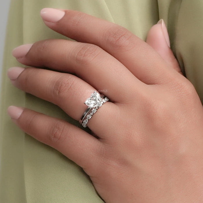 Heart Shaped Diamond Ring Wedding Set