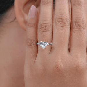 Heart Shaped Diamond with Solitaire Accent Ring