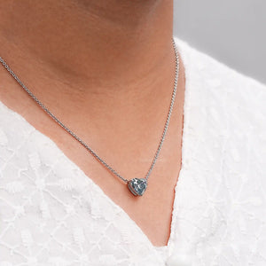 Blue Heart Cut Lab Grown Diamond Solitaire Pendant