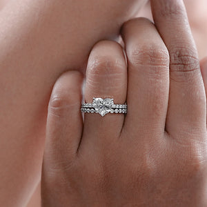 Heart Cut Solitaire Diamond Accent Bridal Ring Set