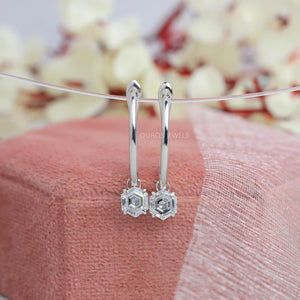 Hexagonl Diamond Drop Earrings