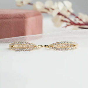 Round Diamond Double Row Earrings