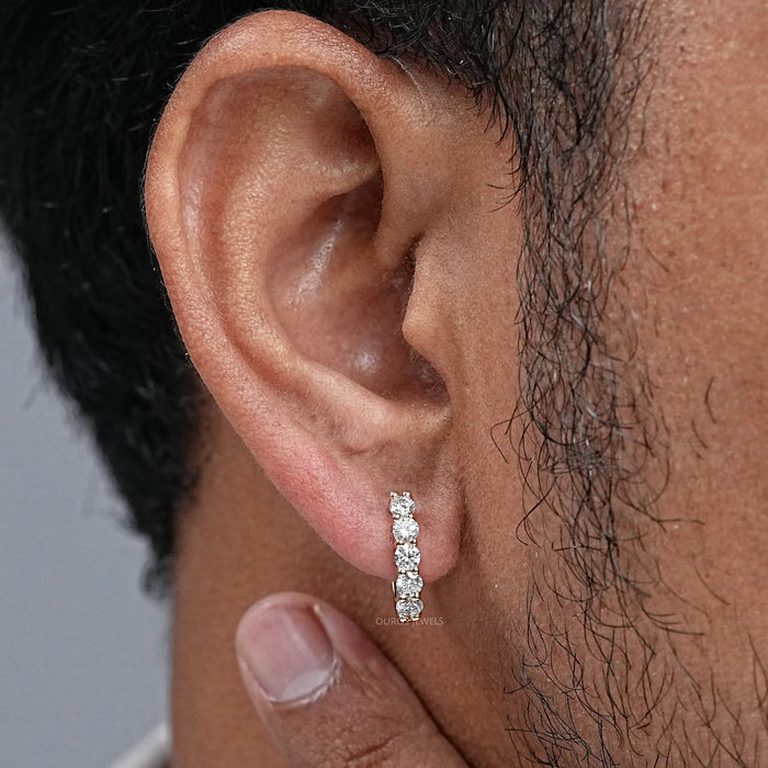 Huggie Hoop Diamond Earrings For Men