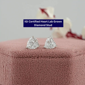 Heart Diamond Solitaire Earrings - IGI Certified