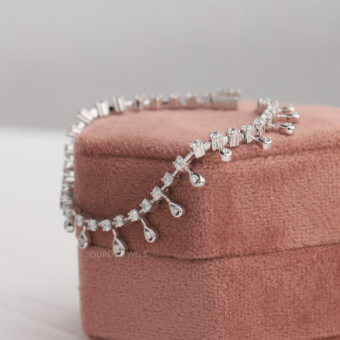 Teardrop Round lab Grown Diamond Bracelet