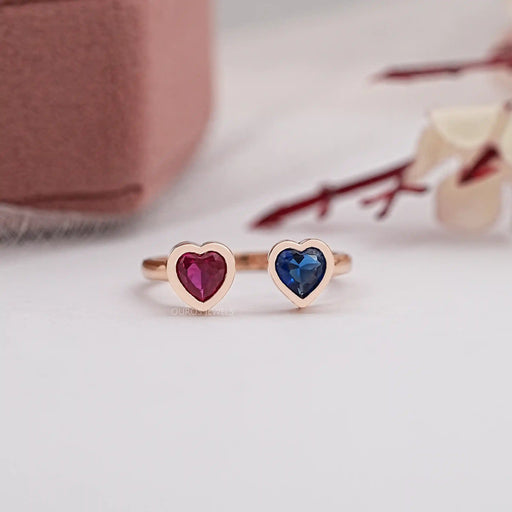 heart cut gemstone open cuff ring 