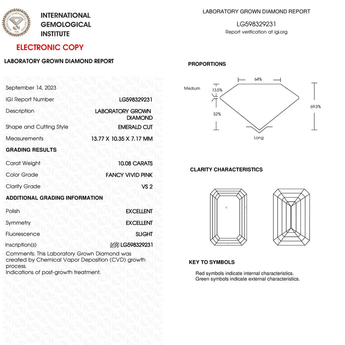 10.08 Carat Emerald Cut Lab Certified Diamond