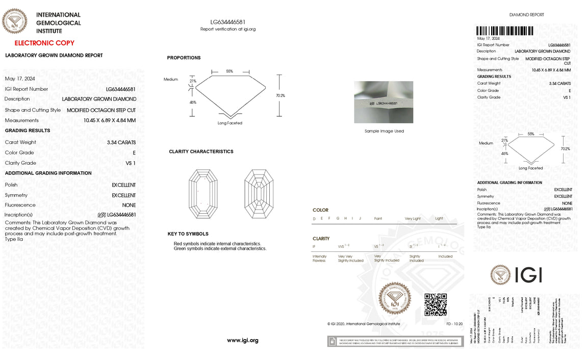 Emerald Cut Lab Grown Certified Loose Diamond